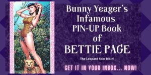 bettie page, bunny yeager, leopard skin bikini