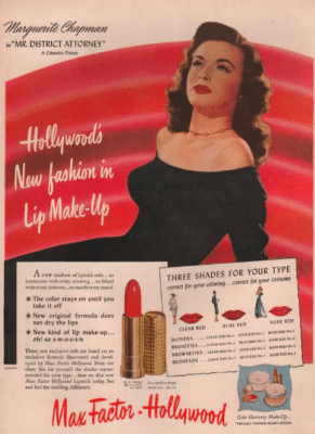 marguerite chapman, lipstick, vintage sex appeal