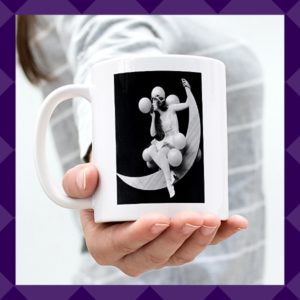 print on demand mug with vintage beauty hand model holding